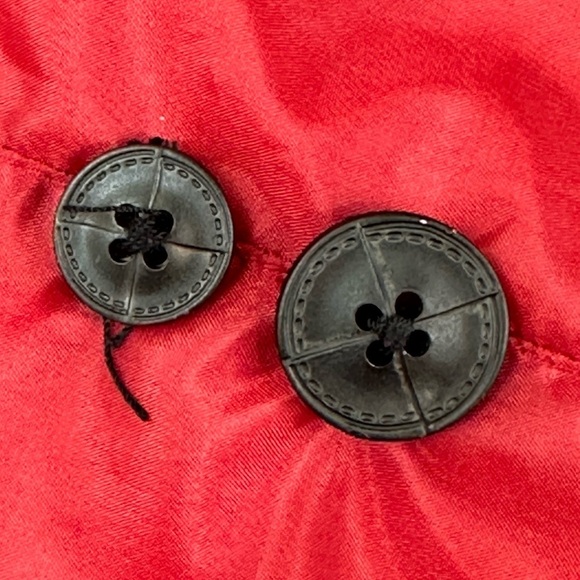 Denim&Co.Red Denim Long Line Jacket Button Front Pockets size Medium Oversized - Picture 7 of 14